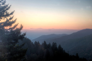 Sunset colorful  layers on Max Patch Mountain.