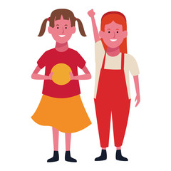 Two kids smiling cartoons