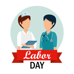 nurse with woman doctor to labor day