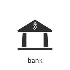 Bank, icon, black. Element mobile concept and web apps illustration. Thin line icon for website design and development, app development. Vector icon