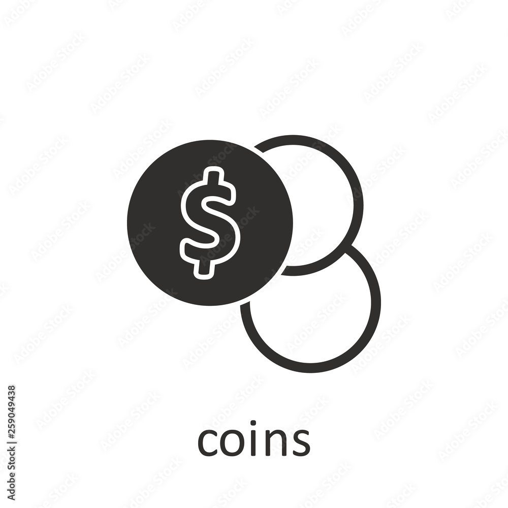 Poster coins, icon, black. element mobile concept and web apps illustration. thin line icon for website des