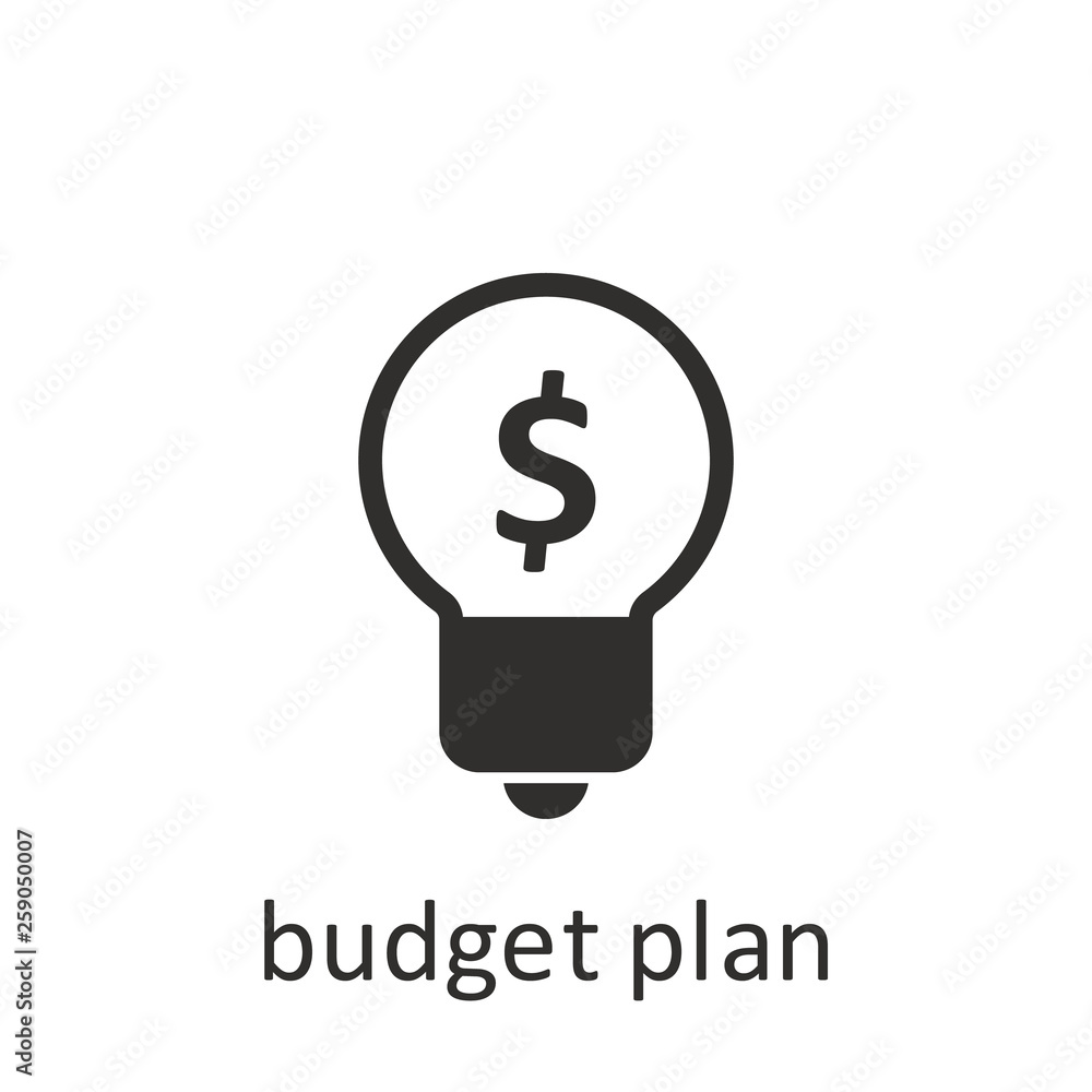 Poster budget plan, icon, black. element mobile concept and web apps illustration. thin line icon for websi