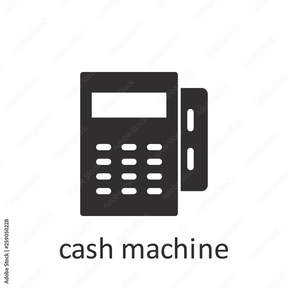 Poster cash machine, icon, black. element mobile concept and web apps illustration. thin line icon for webs
