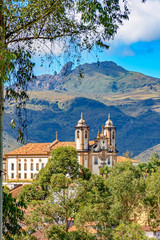 Old catholic church of the 18th century located in the center of the famous and historical city of Ouro Preto in Minas Gerais