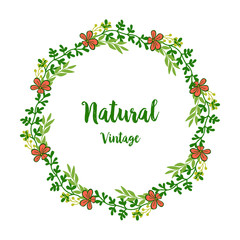 Vector illustration elegant green leafy flower frame with natural vintage templates