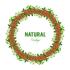 Vector illustration crowd orange flower frame with design natural vintage