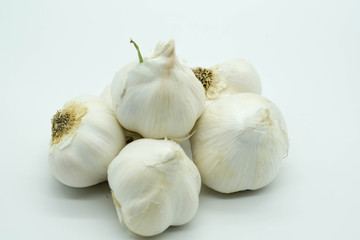 fresh garlic on white background