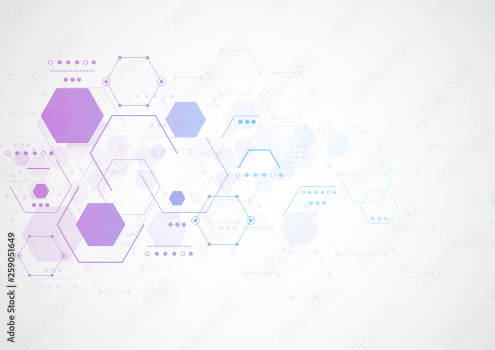 Aufkleber abstract hexagonal molecular structures in technology background and science style. medical design. 
