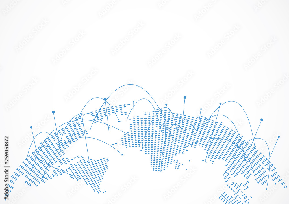 Poster global network connection. world map point and line composition concept of global business. vector i