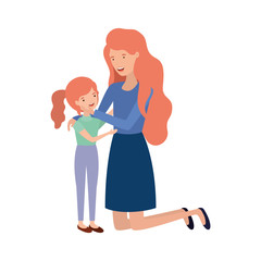 woman with daughter avatar character