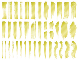 書道　手書き　毛筆イラスト　縦　金色