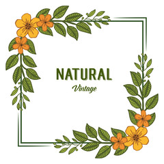 Vector illustration style orange wreath frame for natural vintage templates