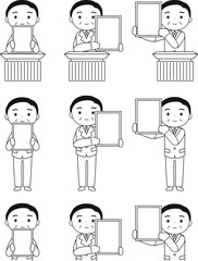 politician who has announced the Japanese era with Blank paper outline set