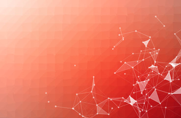 Bright orange low poly communication background. Vector tech design - Vector