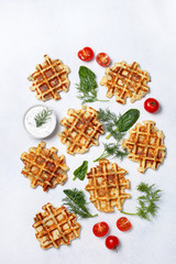 healthy breakfast with savory waffles
