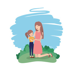 Fototapeta premium woman with daughter avatar character