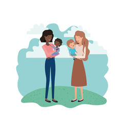 women with children avatar character