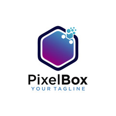 pixel box logo design template