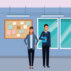 business couple avatar cartoon character in the office