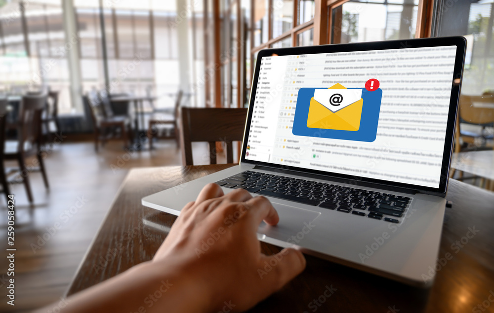 Aufkleber mail communication connection message to mailing contacts phone global letters concept