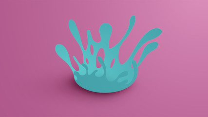 Illustration of water drop splash on the floor. paper craft and cut style. vector, illustration.