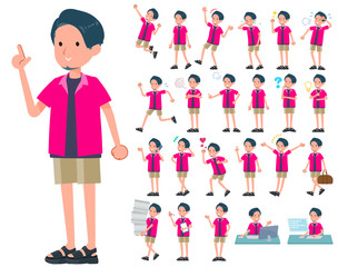 flat type pink shirt man_emotion