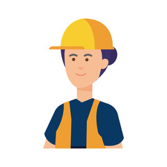 female builder worker with helmet