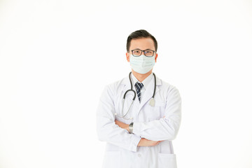 Fototapeta premium Asian doctor on isolated white background