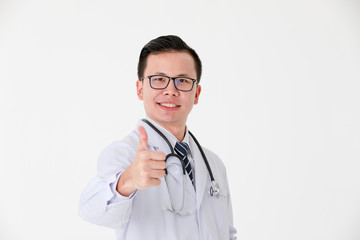 Asian doctor on isolated white background