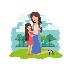 Obraz na płótnie Canvas woman with daughter avatar character