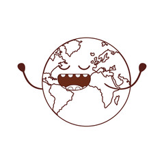 planet earth kawaii isolated icon