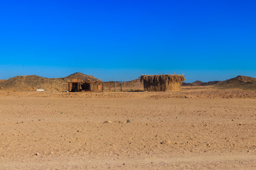Buildings in bedouin village in Arabian desert, Egypt