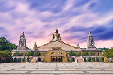 Kaohsiung, Taiwan - December 3, 2018: Many tourist walked to the  Fo Guang Shan Buddha Memorial...