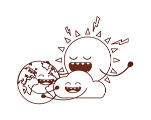 planet earth kawaii isolated icon