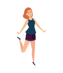 beautiful and young woman celebrating character