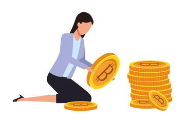 businesswoman holding cryptocurrency