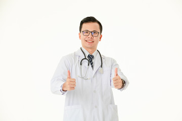 Fototapeta premium Asian doctor on isolated white background