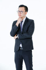 Young man on isolated white background