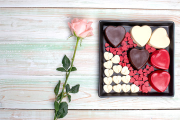 valentine love heart gift box chocolate rose wood