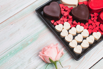 valentine love heart gift box chocolate rose wood