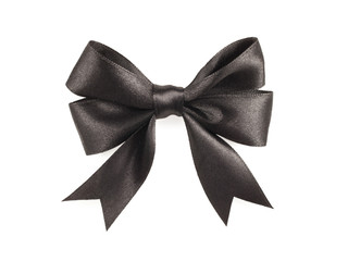 Black bow isolated on white background.