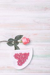 valentine love heart gift chocolate dish rose wood