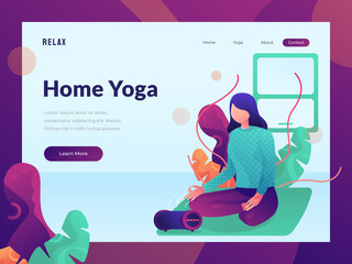 female yoga relaxing for web design landing page hero image
