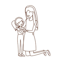 woman with daughter avatar character
