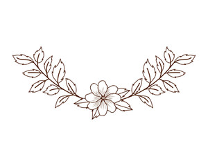 garland with flowers and leafs isolated icon