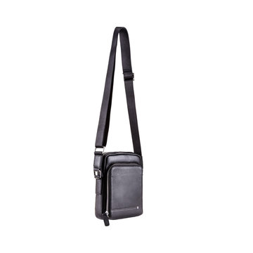 Men handbag black color with adjustable woven shoulder strap