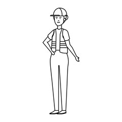 female builder worker with helmet