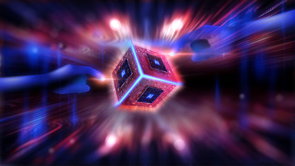 Artificial intelligence.(AI), Machine learning, Technology and engineering concept. 3D illustration..