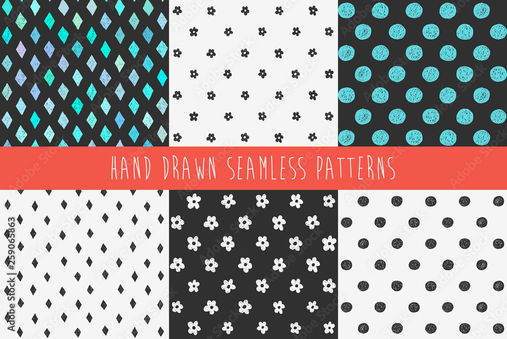 Poster set of abstract hand drawn patterns. vector illustration.