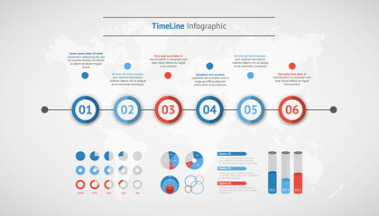 Timeline vector infographic. World map
